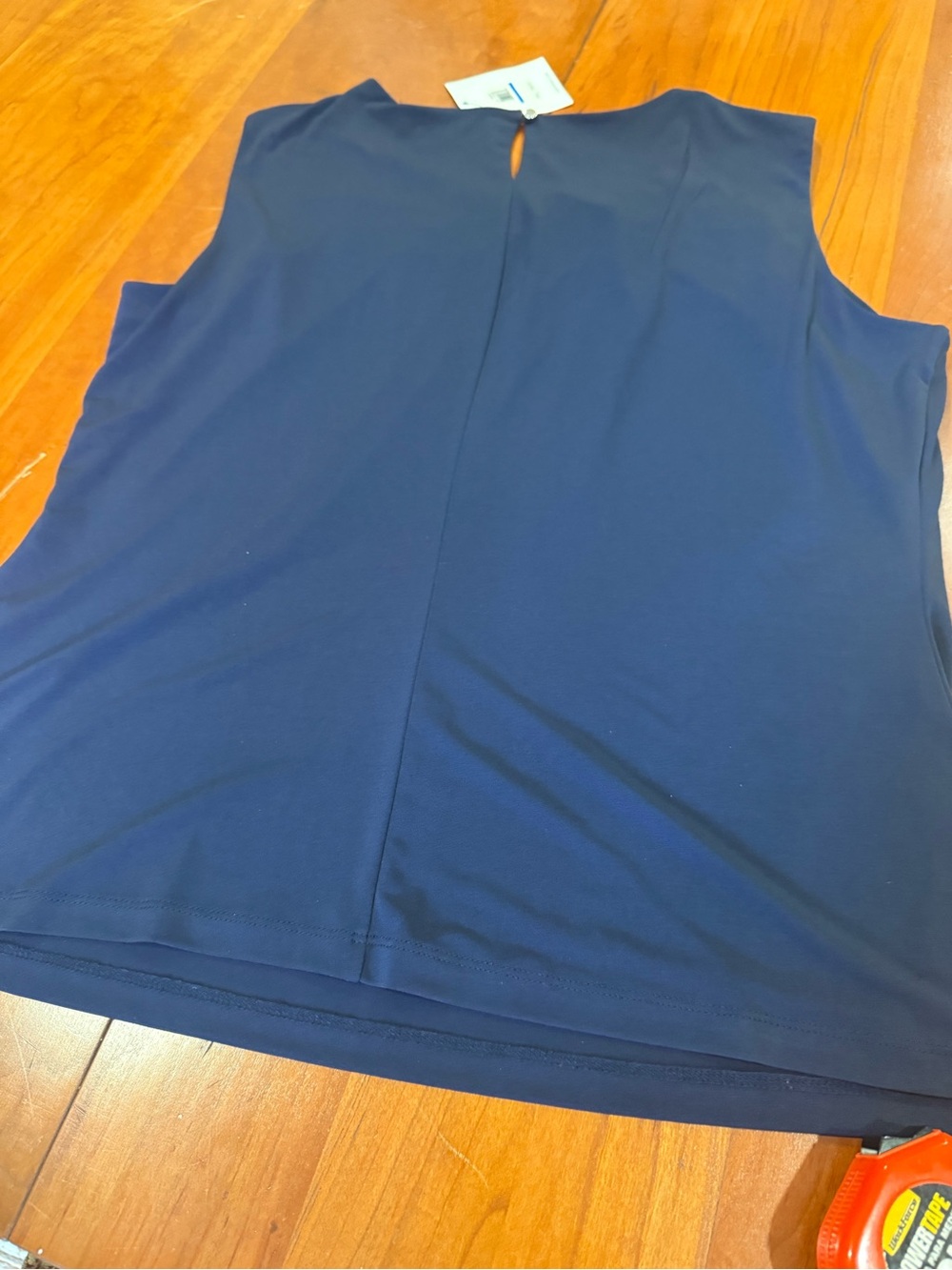 NWT Calvin Klein Navy Sleeveless Pleated Neck Camisole. - Picture 3 of 7